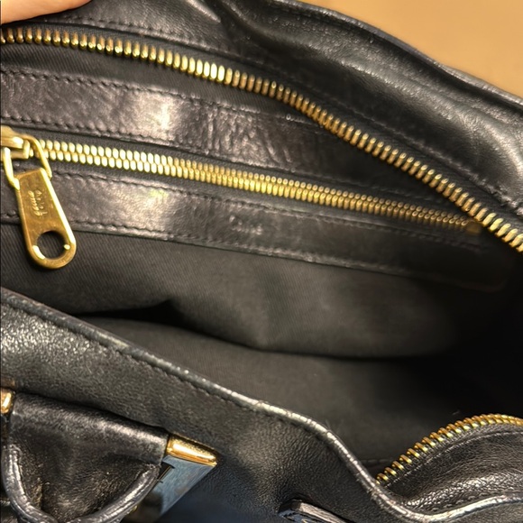 Chloe Black and Gold Satchel with Architectural Accents - Picture 9 of 9